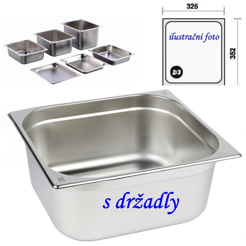 GN 2/3 - 150 INOX s držadly