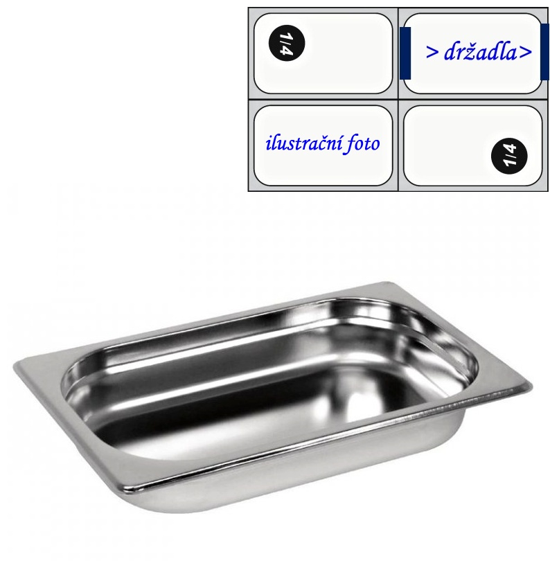 GN 1/4 -  65 INOX s držadly