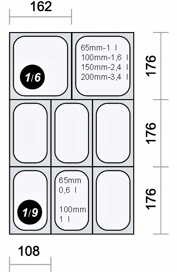 GN 1/6 - 100 Tom-Profi 1,6 litrů
