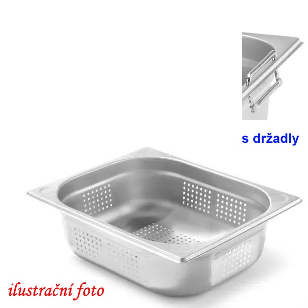 GN 1/2 - 100 INOX - perforované s držadly