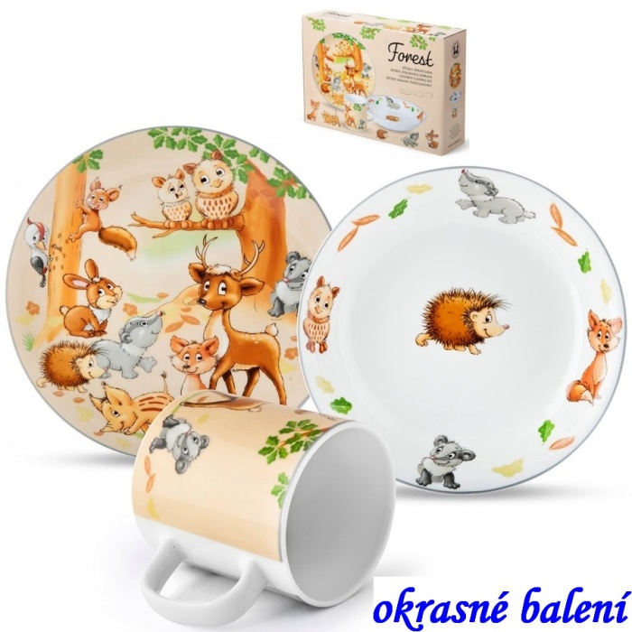 Dětská spr. 3 díly porcelán Lesní zvířátka Bal 8 spr.