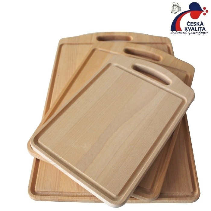 Deska prac. kuch. s dráž. tvrdé dř,olej 30x20v1,9 cm úchop pro prsty