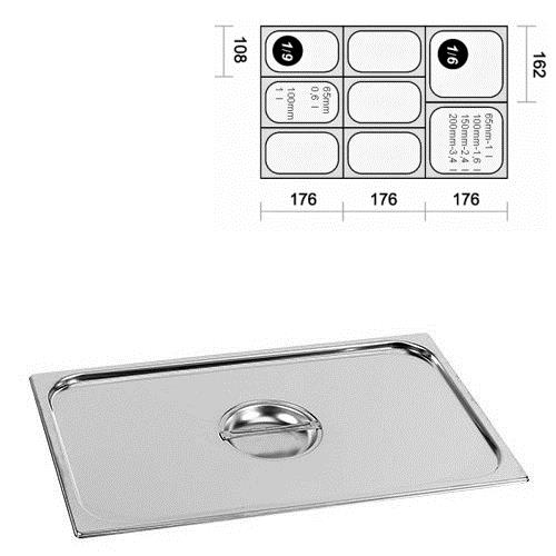 Víko GN 1/9 INOX obyčejné