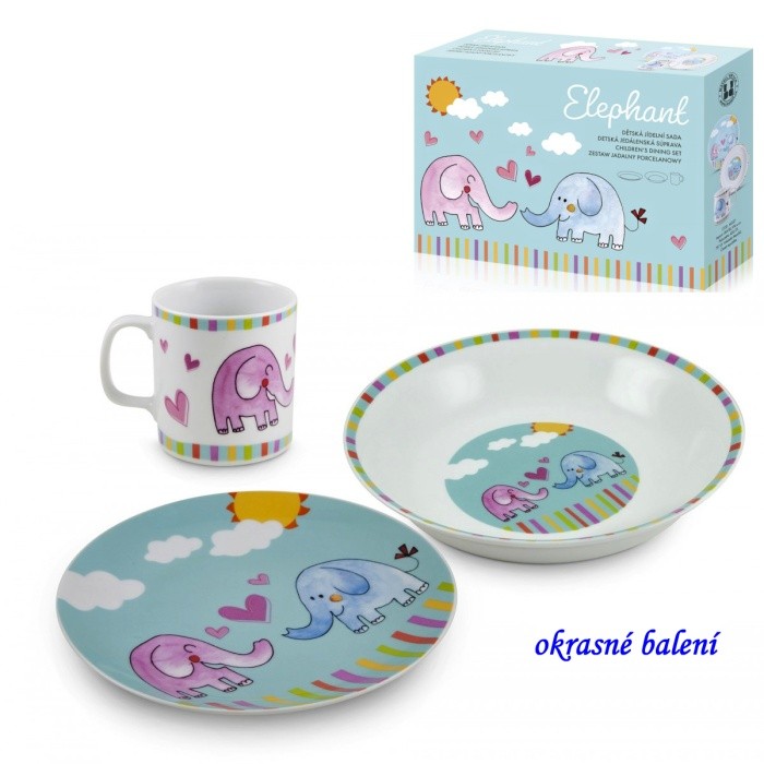 Dětská spr. 3 díly porcelán Slon